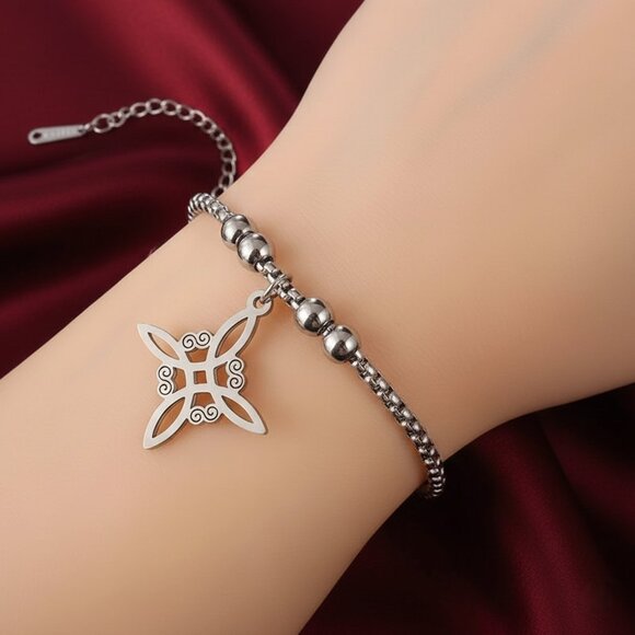 Silver Stainless Steel Witch Celtic Viking Cross Knot Fashion Bracelet NWOT - Picture 9 of 9
